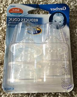 1 brand new 6 pack Gerber silicone nipples 4+ months 78046 b