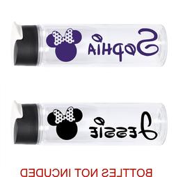 1 x personalised DISNEY name stickers for kids water drinks 