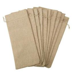 10pcs Jute Wine Bags, 14 x 6 1/4 inches Hessian Wine Bottle 