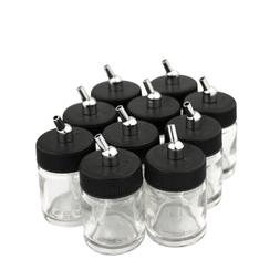 10x Dual Action Airbrush Glass Bottle Jar w/ Standard Suctio