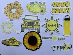 11 VSCO Sticker Pack Aesthetic Yellow Pack Water Bottle Lapt