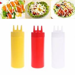 12/16/24OZ 3 Hole Squeeze Bottle Condiment Dispenser Sauce V