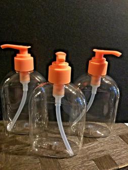  7.5 Oz Clear Squat Bottle With Peach Pump Top.
