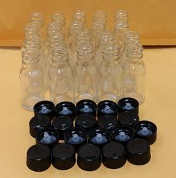 1 Oz 30 Ml Clear Boston Round Glass Bottle With Black Cap Fr