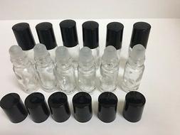 Clear 1/6 Oz, 5 Ml Glass Roll On Bottle With Black Cap & Rol