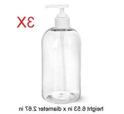 12 oz Clear Plastic PET Boston Round Bottle With Pump