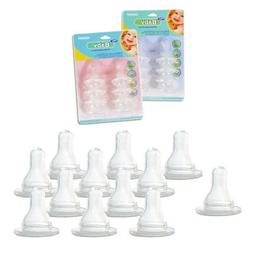 12 Silicone Baby Bottle Nipples Standard Flow Soft Nipple Fe