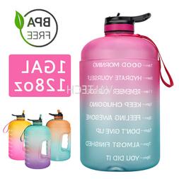 128oz/ 1 Gallon Motivational Water Bottle Time Marker Sports