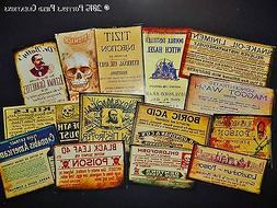 14 Halloween Vintage prim Witch Apothecary potion bottle Lab