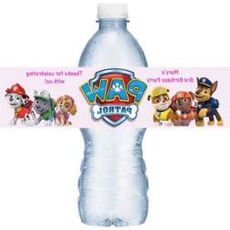 14 Paw Patrol Birthday Party Water Bottle Labels Pink