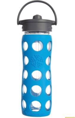 LifeFactory 16-oz Reusable Glass Water Bottle with Straw Cap