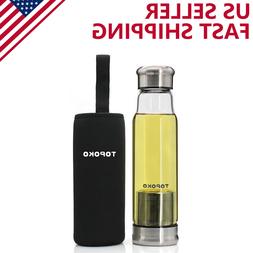 18.5 Ounce Top Level Quality Infuser Glass Water Bottle with