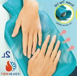 2 Liter Hot Water Bottle Rubber Bag Warm Relaxing Heat Cold 