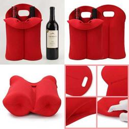 2 Pack Neoprene Wine Carrier Tote Bag For Travel Insulated B