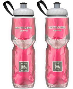 2 Pack Polar Insulated Water Bottle Bike 24oz Red Pair BPA-F
