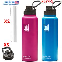 Stainless Steel Insulated 40 Oz, 2 Lids Each, 2-pack