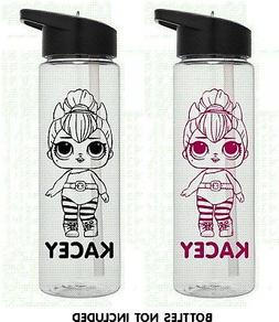 2 x personalised LOL DOLLS name stickers for kids water drin
