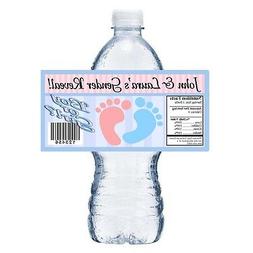 20 BABY GENDER REVEAL FOOTPRINTS PARTY FAVORS WATER BOTTLE L