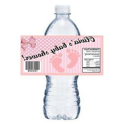 20 BABY GIRL PINK FOOTPRINTS SHOWER PARTY FAVORS WATER BOTTL