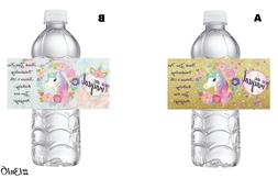 20 CHIC UNICORN BIRTHDAY PARTY FAVORS WATER BOTTLE LABELS WR