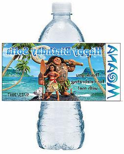 20 DISNEY MOANA BIRTHDAY PARTY FAVORS WATER BOTTLE LABELS ~ 