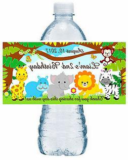 20 JUNGLE SAFARI ZOO BIRTHDAY WATER BOTTLE LABELS ~ Glossy ~