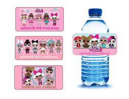 20 lol dolls birthday party water bottle labels, personalize