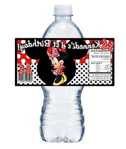 20 RED MINNIE MOUSE PERSONALIZED BIRTHDAY PARTY FAVORS WATER