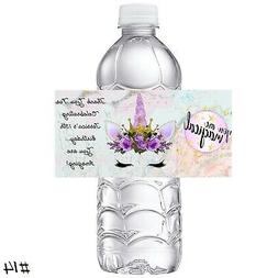 20 SHABBY UNICORN CUSTOM BIRTHDAY PARTY FAVORS WATER BOTTLE 