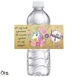 20 SHABBY UNICORN CUSTOM BIRTHDAY PARTY FAVORS WATER BOTTLE 