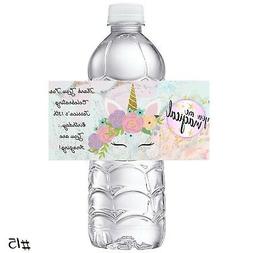 20 SHABBY UNICORN CUSTOM BIRTHDAY PARTY FAVORS WATER BOTTLE 
