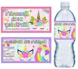 20 UNICORN BIRTHDAY PARTY FAVORS WATER BOTTLE LABELS ~ PERSO