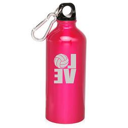 20oz Aluminum Sports Water Bottle Canteen Clip LOVE Volleyba