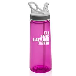 22 oz Sports Water Bottle With Straw Eat Sleep Volleyball Re