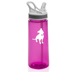 22 oz Sports Water Bottle With Straw Cute Pitbull With Heart