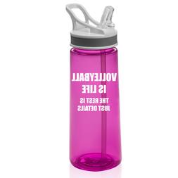 22 oz Sports Water Bottle With Straw Volleyball Is Life