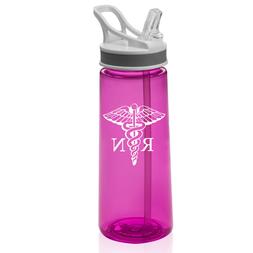 22 oz Sports Water Bottle With Straw RN Registered Nurse