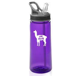 22 oz Sports Water Bottle With Straw No Prob Llama Funny