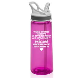 22 oz Sports Water Bottle With Straw Dance Teacher Gift