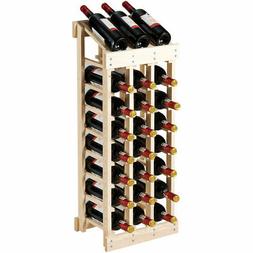 24 Bottle Wood Wine Rack 3 Column 8 Row Storage Display Shel