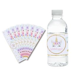 24pcs Water Bottle Labels Stickers Unicorn Baby Shower Festi