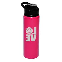 25oz Aluminum Sports Water Bottle Travel LOVE Volleyball
