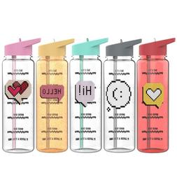 25oz Leakproof Water Bottle Fitness Sports with Time Marker+
