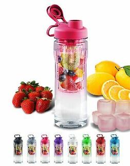 28oz Infusion Fruit Sports Water Bottle & Ice! Flip Lid Heal