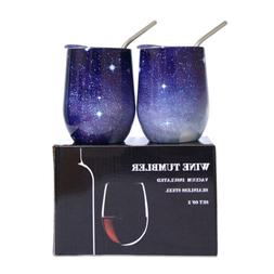 2x 12 oz Insulated Stainless Steel Wine Cups Double Wall  Wi