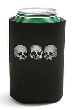 3 Skull Can Koozie Goth Coolie Bottle Cooler Drink Cozy Pira