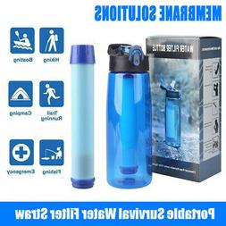3-Stage Portable Water Filter Straw Bottle Purifier Camping 