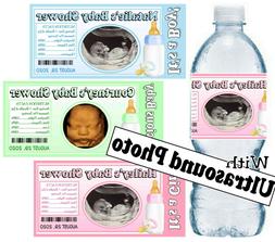 30 BABY SHOWER FAVORS WATER BOTTLE LABELS ULTRASOUND PHOTO G