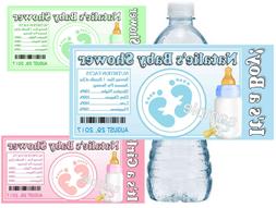 30 BABY SHOWER FAVORS WATER BOTTLE LABELS BABY FEET GLOSSY P