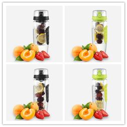New 32oz Infuser Water Bottle Sport Fruit Bottle Flip Top Li